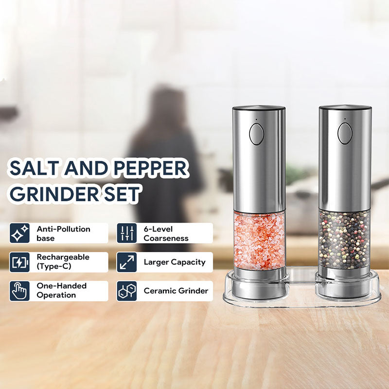Rechargeable Electric Salt and Pepper Grinder Set