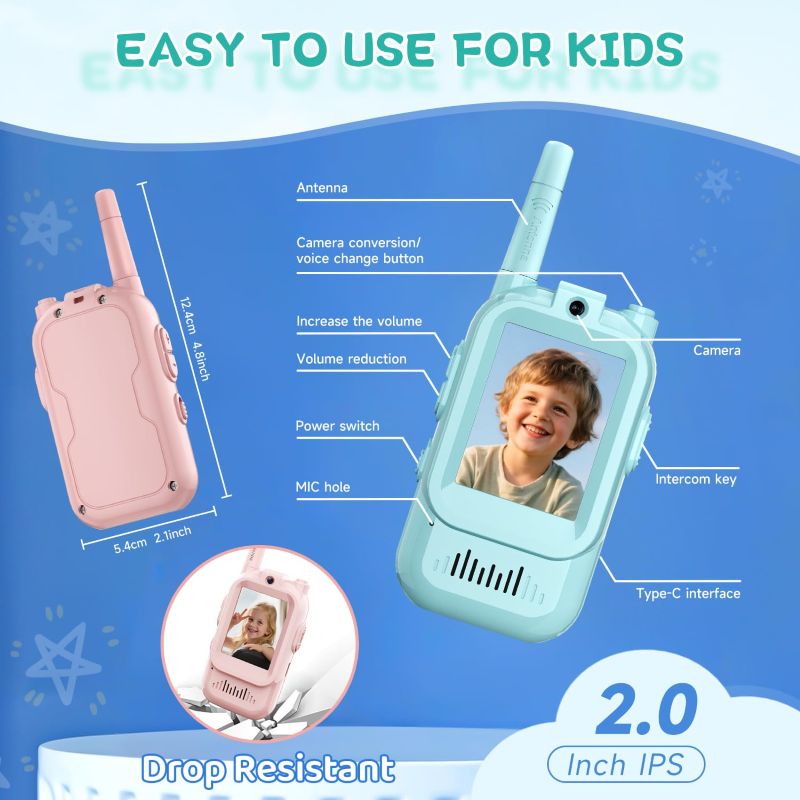 Rechargeable Video Walkie Talkies for Kids